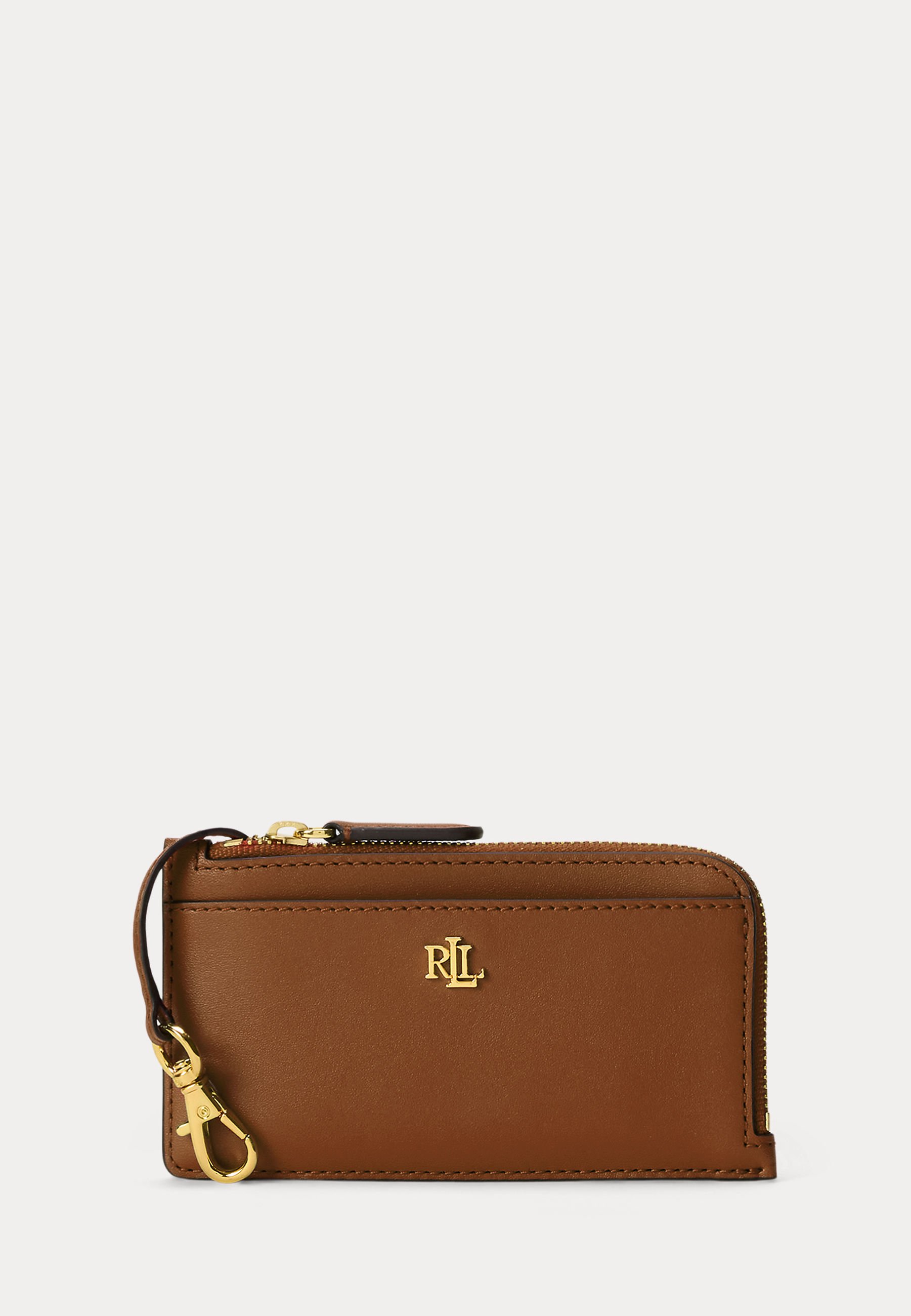 Ralph Lauren ブラウンレザー アクセサリーケース Lauren Ralph Lauren LEATHER ZIP CARD CASE - Wallet - brown/tan