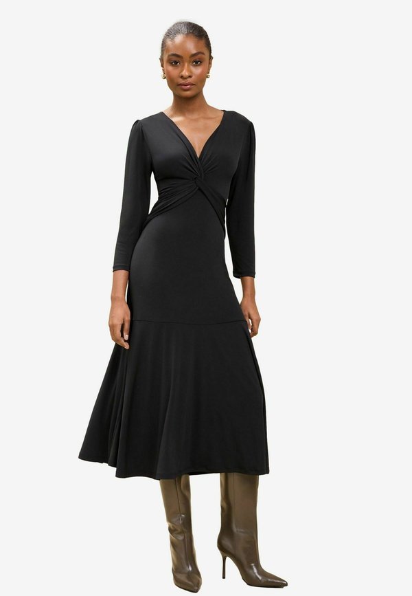 V-NECK TWIST UNDERBUST MIDI - Jerseykleid