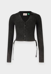 SHIRRED TIE CARDIGAN - Kardigan - jet black