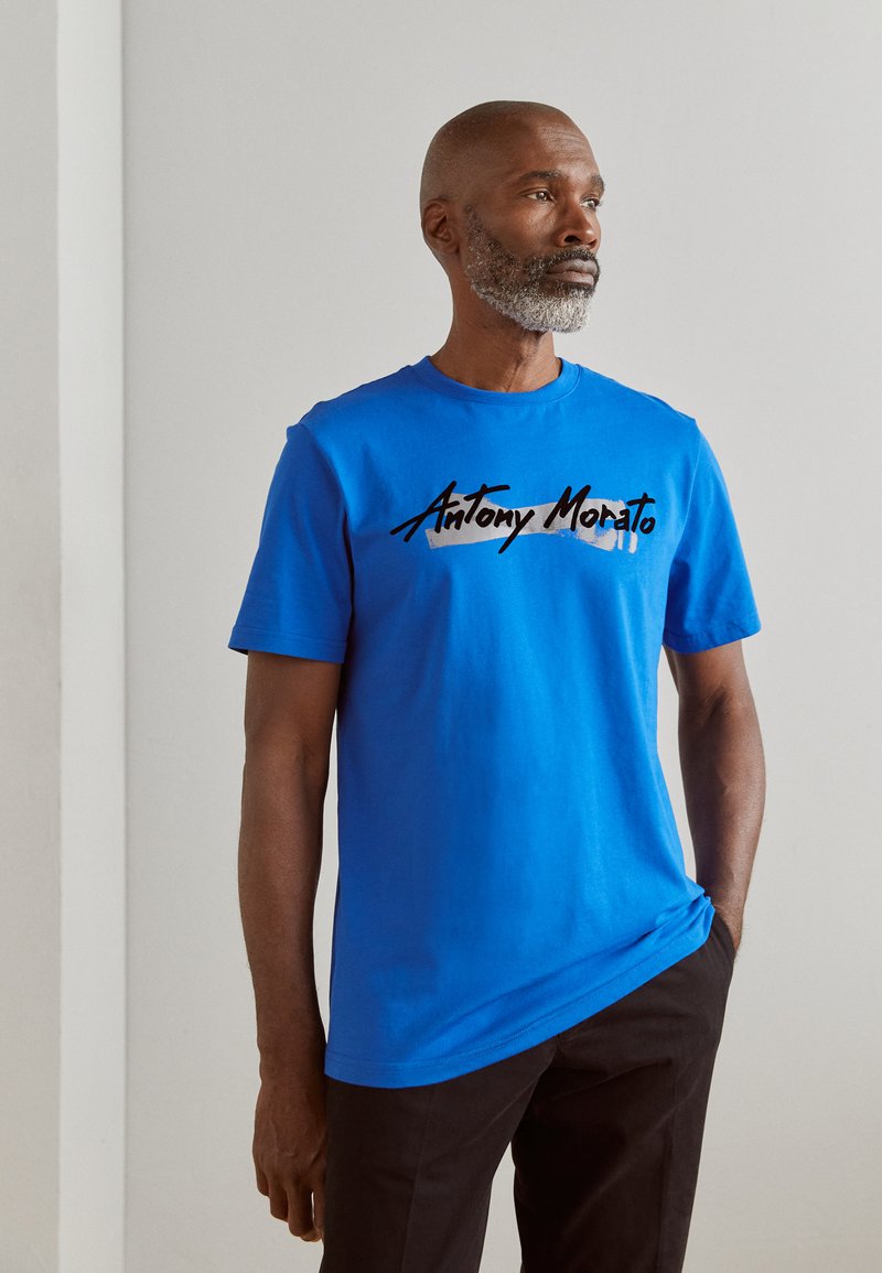 Antony Morato T Shirt Homme Bleu Imprime Col Rond En Coton