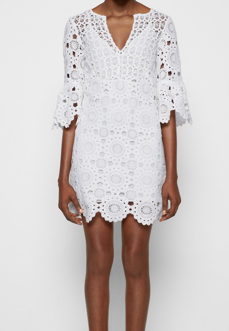 white and red lace dress Lola Red Polka Dot Lace Trim A-Line Halter Mini Dress M / Red Multi main image 1