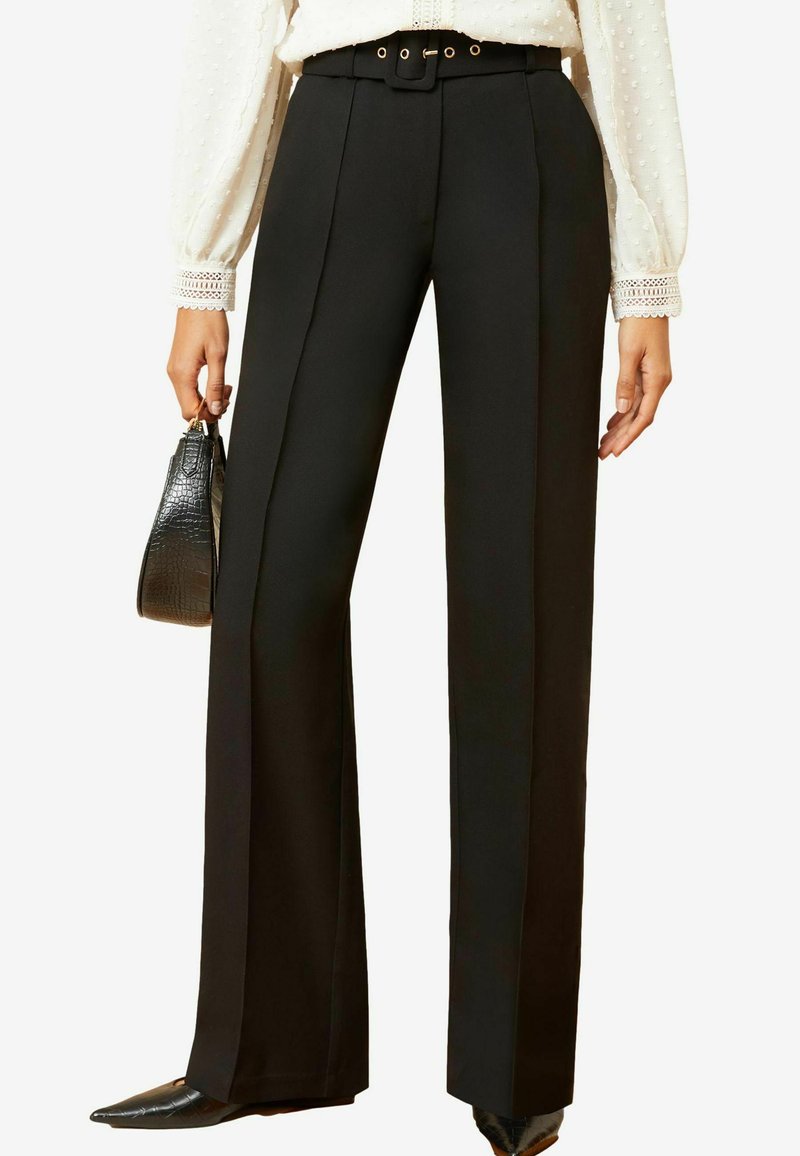 Love & Roses HIGH WAIST WIDE LEG TAILORED  - Hlače - black belted