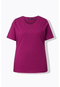 T-shirt à manches courtes et col rond, couleur magenta profond uni, présenté à plat sur fond blanc.