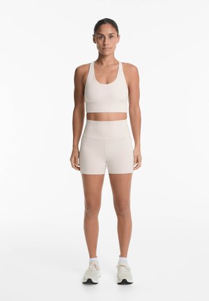 COMFORTLUX HIGH-RISE 10cm RIB HOT PANTS - Tajice - mottled beige