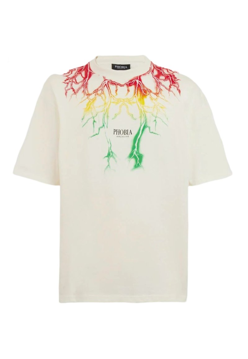 PHOBIA ARCHIVE FULMINI - T-shirt con stampa - bianco-rosso-verde