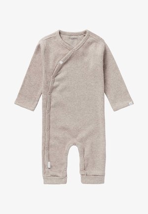 Stellou & friends Babywollen overall van 100% scheerwol met houten Stellou & friends Babywollen overall van 100% scheerwol met houten