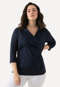 Ulla Popken COLLARED - Långärmad tröja - navy blue