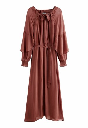 GATHERED TIE NECK VOLUME SLEEVE - Maksikleit - rosewood
