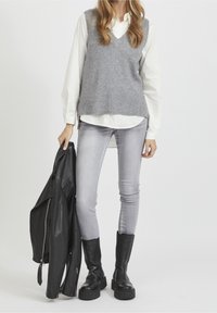 VILA Strickpullover - mottled dark grey