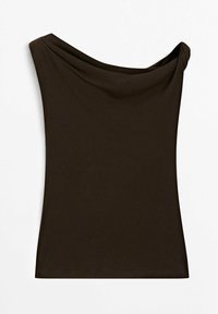 Massimo Dutti DRAPED WITH KNOT DETAIL - Top - dark brown