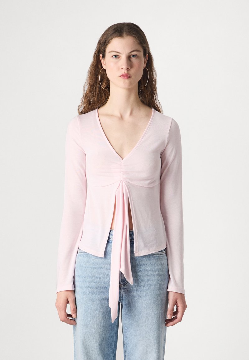 Gina Tricot TIE FRONT LONG SLEEVE - Top - pink