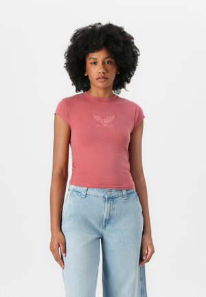 GO VINTAGE SHIRRED WING TEE - T-shirts med print - slate rose
