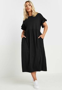 Yours Clothing FRILL SLEEVE    - Jerseyklänning - black