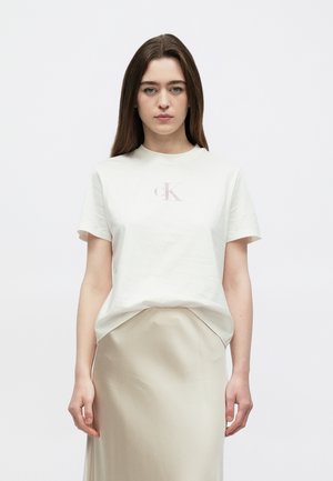 CLASSIC FOIL TEE - Trükipildiga T-särk - white/greige