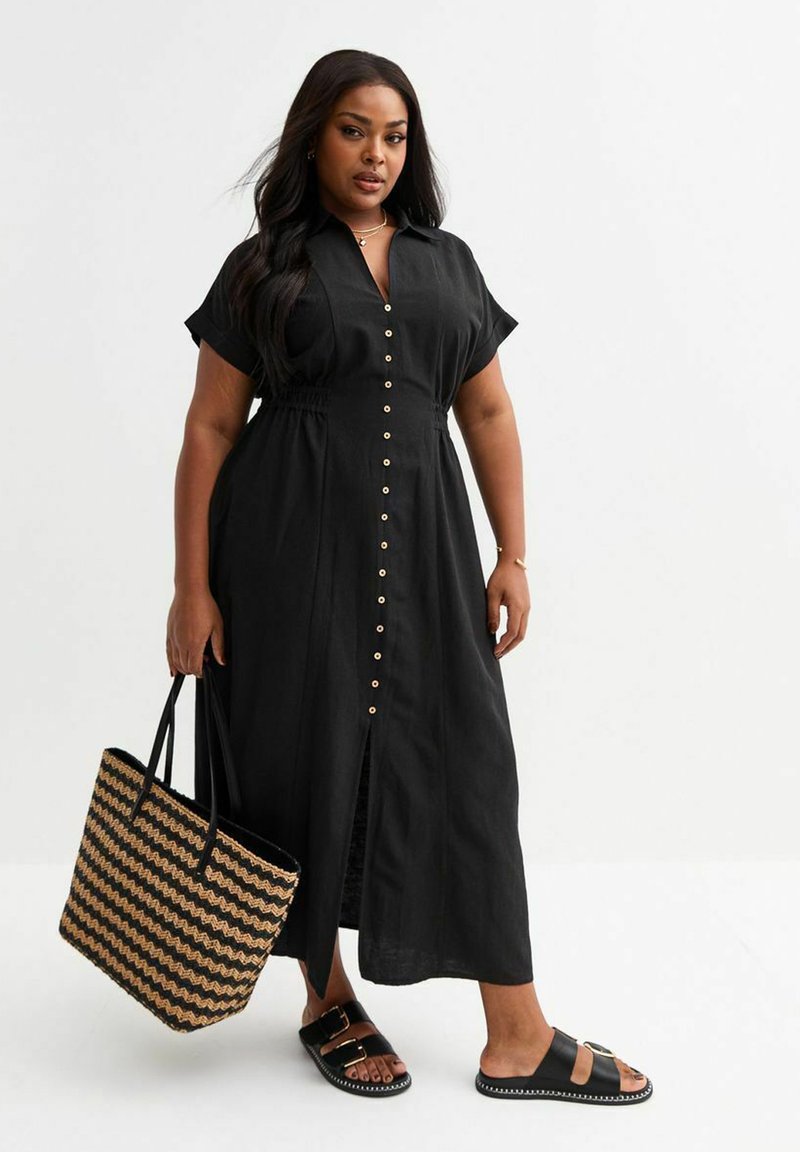 New Look Curves - CURVES SHIRRED WAIST MIDI - Day dress - black, Enlarge
