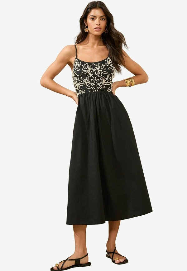 REGULAR FIT - CORNELLI DETAIL CAMI STRAP MIDI - Freizeitkleid - monochrome