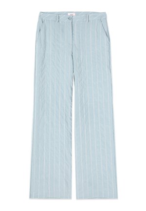 Oltre, PANTALONI PALAZZO GESSATI EFFETTO CRINKLE - Pantalones - azzurro