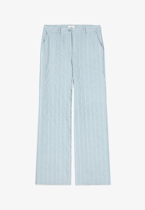 Oltre, PANTALONI PALAZZO GESSATI EFFETTO CRINKLE - Stoffhose - azzurro