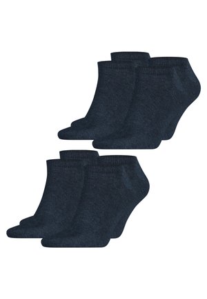 Enkel sokken in donker marineblauw, gemaakt van een zachte katoenmix. Kenmerken een gladde textuur, geribde boorden en geen duidelijke patronen. Set van zes paar.