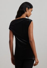 Lauren Ralph Lauren Petite STRETCH VELVET OFF THE SHOULDER BLOUSE - Potiskana majica - black