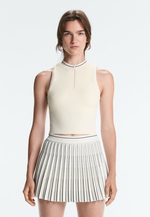 OYSHO, SEAMLESS SLEEVELESS HALF-ZIP TANK TOP - Débardeur - pale ecru