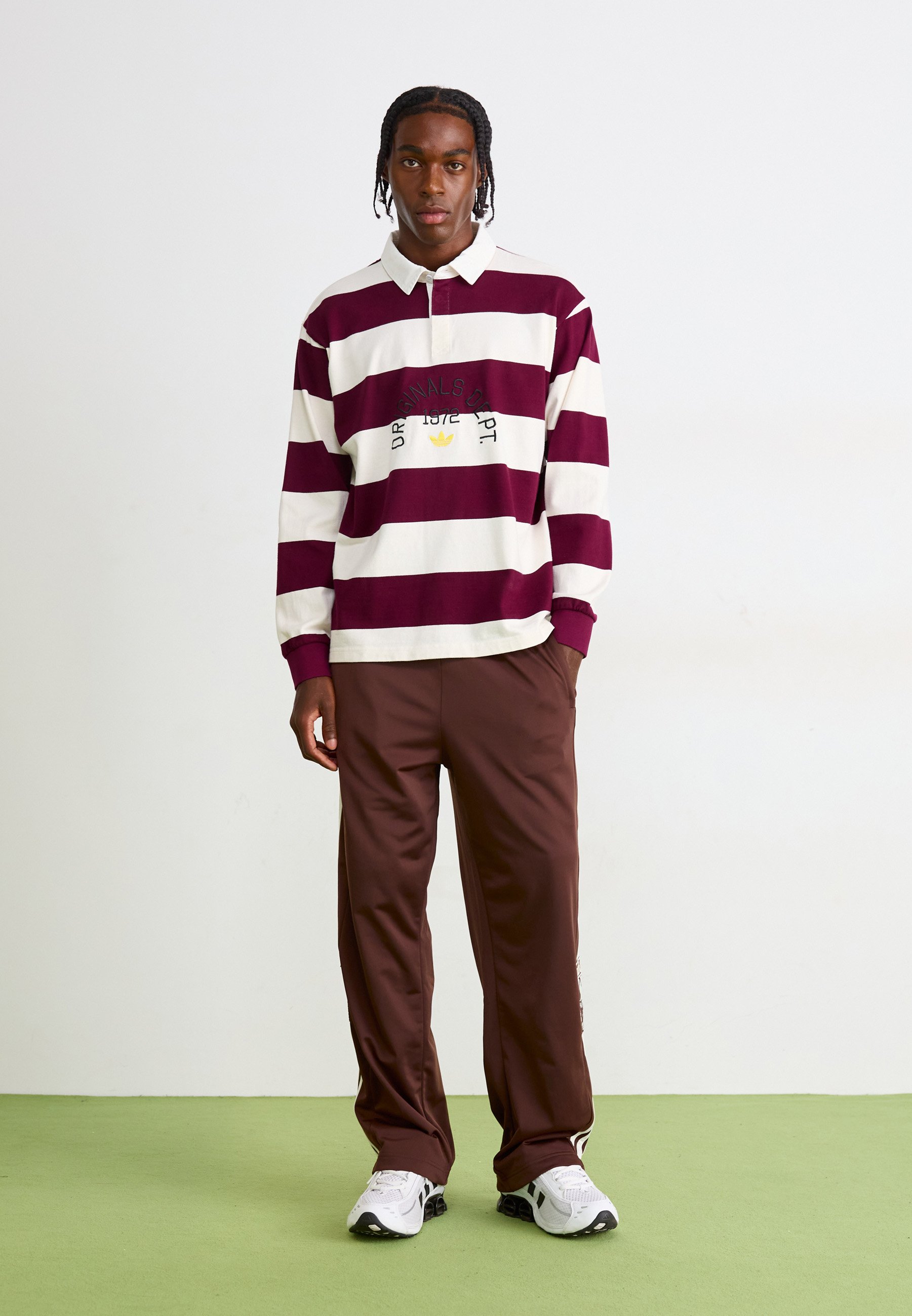 adidas Originals STRIPED - Poloshirt - off white/maroon/offwhite