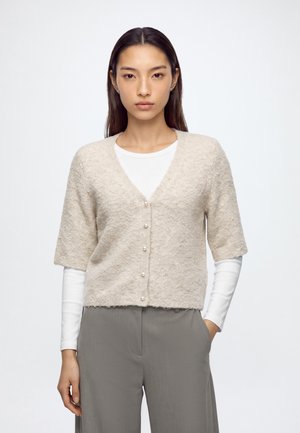 ONLY, ONLBOUBLE SS V-NECK BUTTON CARDI KNT - Жилетка - peyote/mel