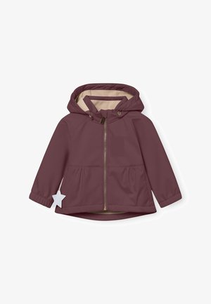 Burgundi kapuutsiga jakk kuldse tõmblukuga, elastsete mansettidega ja peplum-disainiga. Vooderdatud sisemus ja tähekujuline silt vasakul küljel.