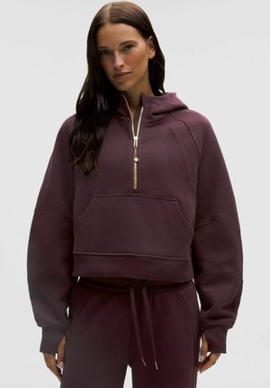 HALF-ZIP - Felpa con cappuccio - black plum gold