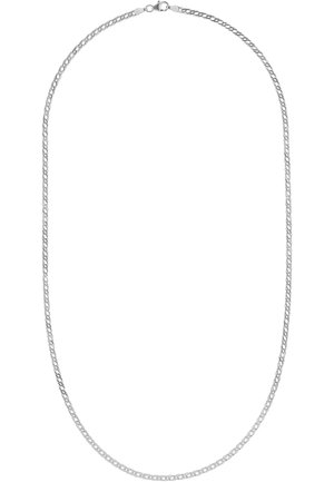 Silberne Metallkette mit einem gedrehten Glieddesign, das eine glatte Oberfläche und einen sicheren Verschluss zum Schließen aufweist.