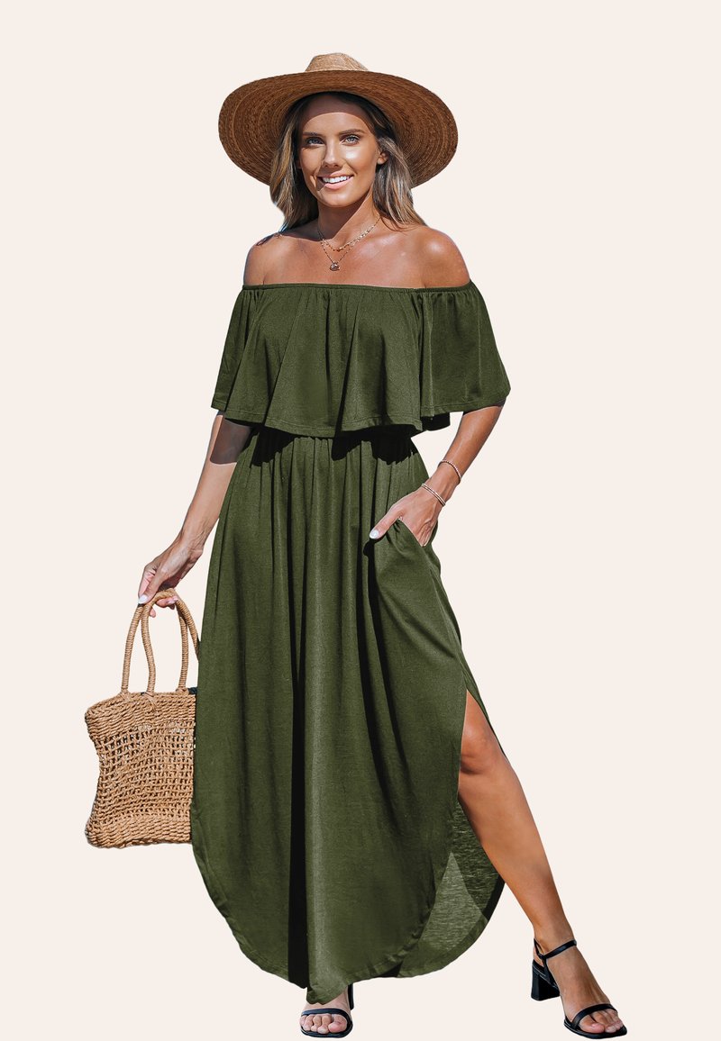 Cupshe EFFORTLESS ELEGANCE OFF-SHOULDER  - Maxi-jurk - olive