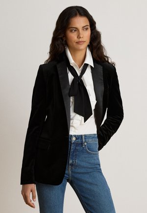Lauren Ralph Lauren, SATIN-TRIM STRETCH VELVET BLAZER - Блейзър - black