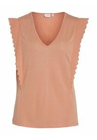 VILA V-AUSSCHNITT - Camiseta estampada - shell coral