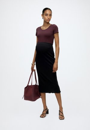 ONLY MATERNITY, OLMLOVELY ONECK 2PACK - T-shirts basic - black pack:winetasting