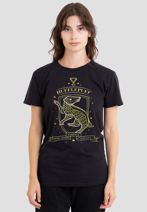Cotton Soul, HARRY POTTER HAND DRAWN HUFFLEPUFF SHIELD - Print T-shirt - black