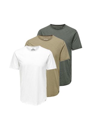 3ER PACK - T-Shirt basic - beige weiß grau