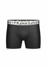 Schwarze Boxershorts mit einem weißen und grünen Markenbund, mit einer taillierten Passform und kontrastierenden weißen Beinöffnungen. Weicher Stoff.