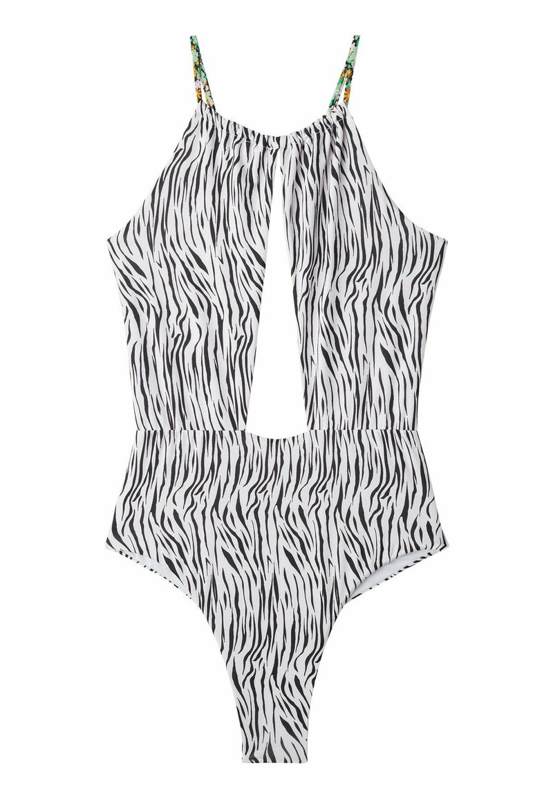 Tezenis DÉCOLLETÉ PRETTY FLOWER ZEBRA - Swimsuit - animal print/black ...