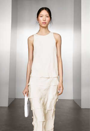 FLOWING WITH RUFFLES - Day dress - beige