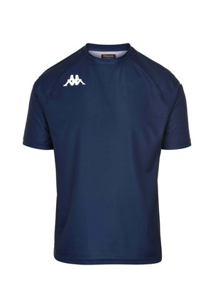 T-shirt atletico blu navy realizzato in tessuto morbido, con scollatura a girocollo e logo bianco sul lato sinistro del petto. Maniche corte.