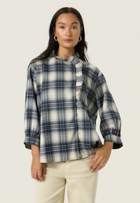 Soaked in Luxury Blouse - navy checks