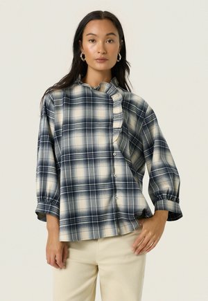 Soaked in Luxury Blouse - navy checks