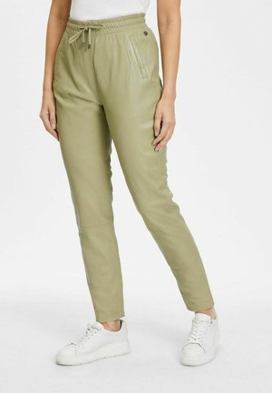 GWTARIZA - Leren broek - light sage