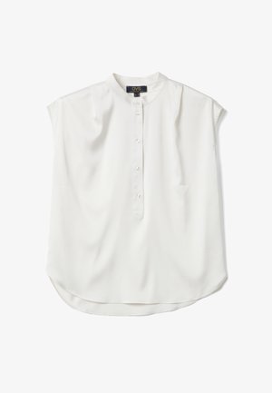 OVS, BROWN SHORT-SLEEVE BLOUSE REGULAR FIT WITH MANDARIN COLLAR - Blusa - soft white