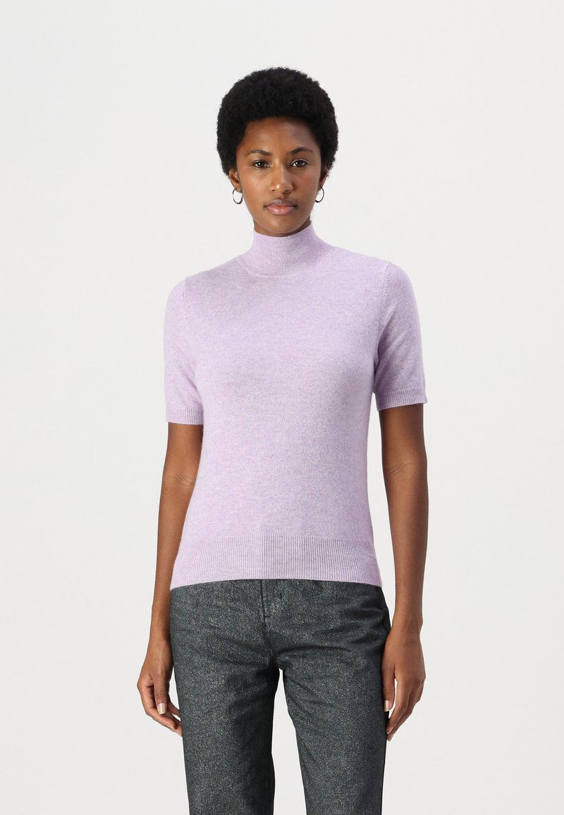 pure cashmere HIGH NECK SHORT SLEEVE - Βασικό μπλουζάκι - lavender