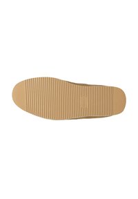 Flache Schuhsohle mit horizontalen Rillen für besseren Halt, beige Farbe, mit dem eingravierten Markennamen "wolsen" in der Mitte.