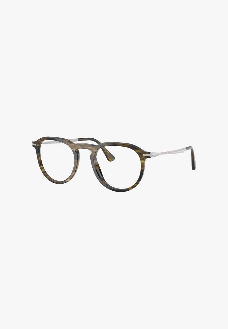 Okulary przeciwsłoneczne o okrągłym kształcie z wzorem w panterkę, łączące ciemne i jasne odcienie brązu, z cienkimi srebrnymi metalowymi akcentami na zausznikach.