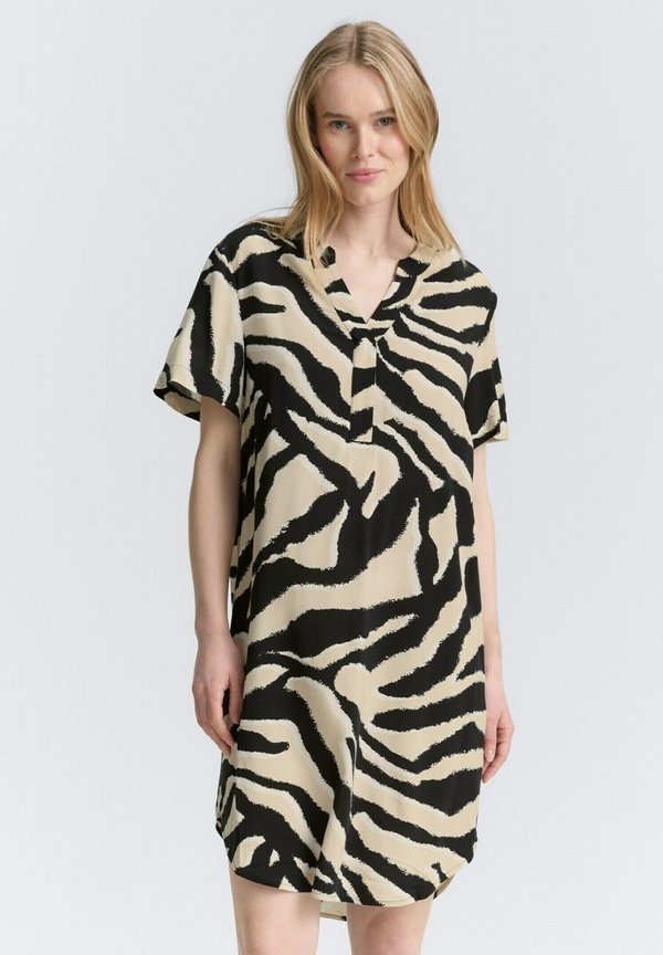 Freizeitkleid - abstract beige zebra