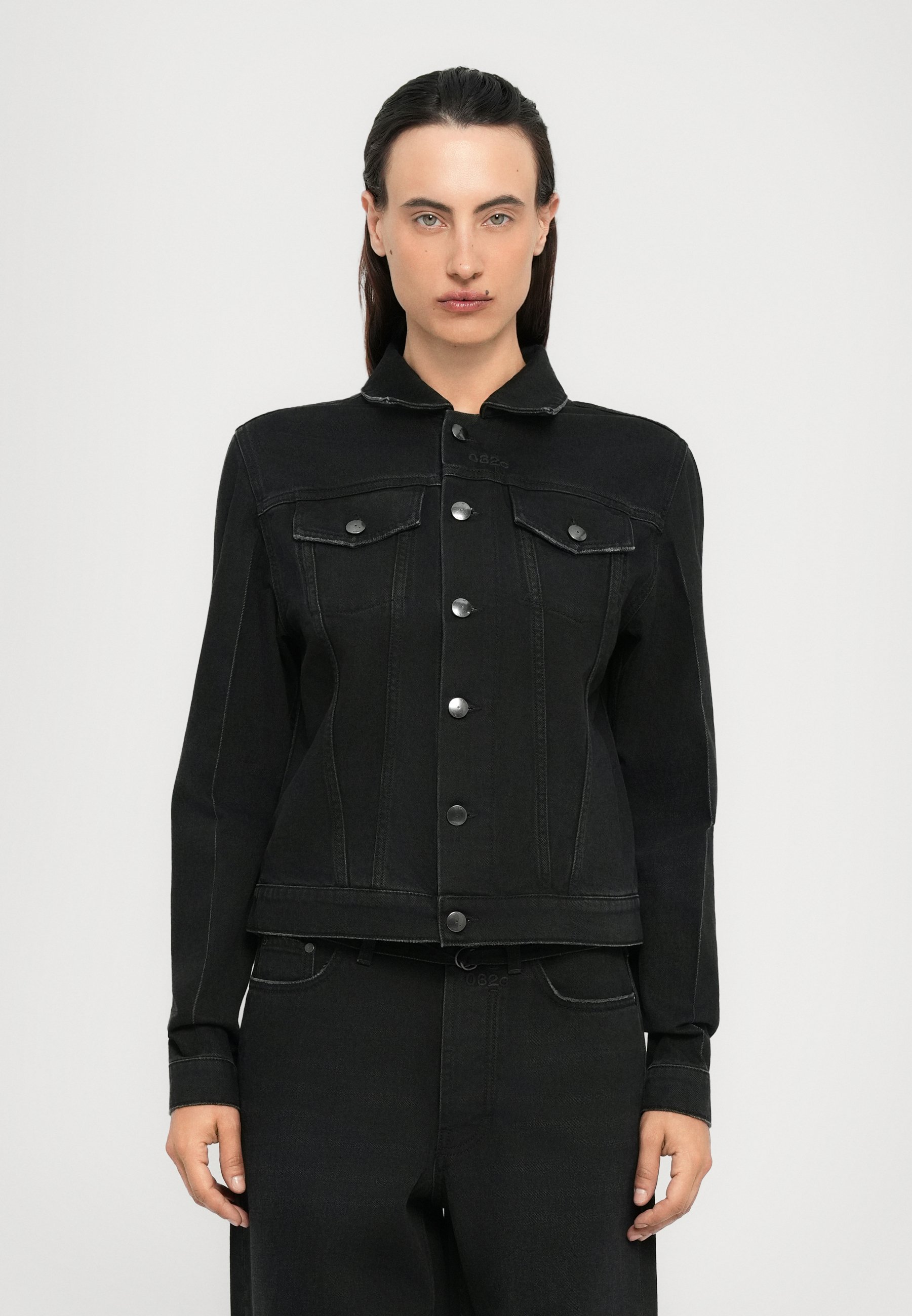 新品032C washed long-sleeve denim overcoat DOWN TO EARTH