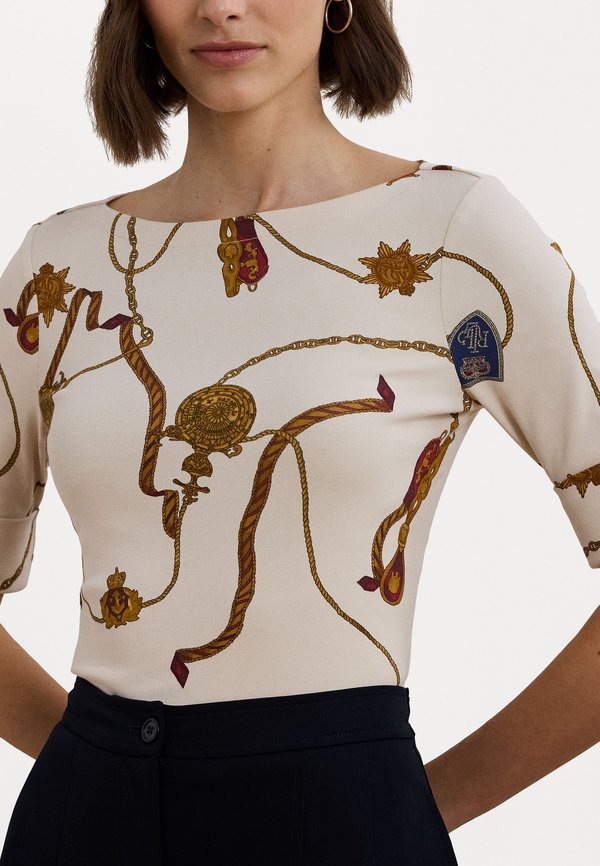 PRINT STRETCH COTTON BOATNECK TEE - Print T-shirt - cream multi4